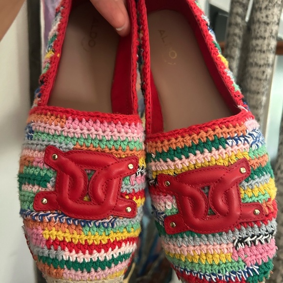 Aldo Santaclara Colorful Crochet Espadrilles with Red Detail 9 - Picture 3 of 16